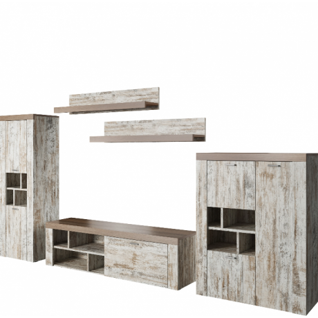 Meblościanka Amy TYP-10 ( canyon white pine- sonoma trufel)- Helvetia