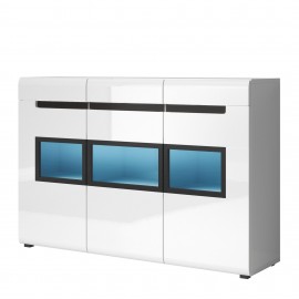 Komoda Hektor TYP-43 (biały laminat/ biały połysk/ czarny)- Helvetia