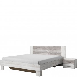 Łóżko VERA 160 x 200 + 2 stoliki nocne TYP-51 (Arctic pine jasny/arctic pine ciemny)- helvetia