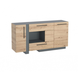 OBIDE DK-06 KOMODA BIEL ALPEJSKA / GRAFIT- Kielecka Fabryka Mebli