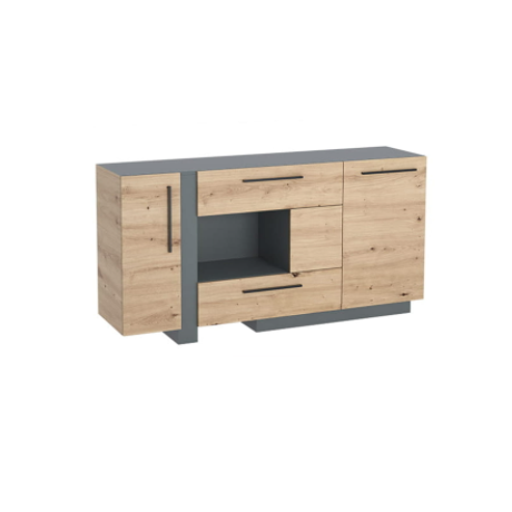 OBIDE DK-06 KOMODA BIEL ALPEJSKA / GRAFIT- Kielecka Fabryka Mebli