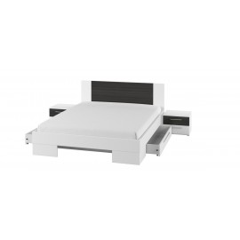ŁOŻE + STOLIKI NOCNE (2SZT.) 180X200 VERA typ-82 (Biały Czarny Orzech)