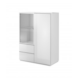 KOMODA RTV HELIO 44 Biały/Białe Szkło
