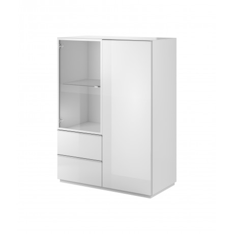 KOMODA RTV HELIO 44 Biały/Białe Szkło