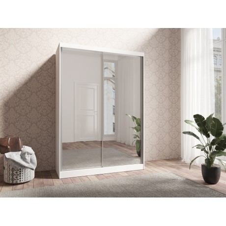 Szafa 2-drzwiowa przesuwna LONDON LUX GB 150 cm - biały/lustro -HELVETIA MEBLE