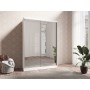 Szafa 2-drzwiowa przesuwna LONDON LUX GB 150 cm - biały/lustro -HELVETIA MEBLE