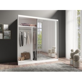 Szafa przesuwna LONDON LUX GB 203 cm - biały/lustro -MEBLE HELVETIA