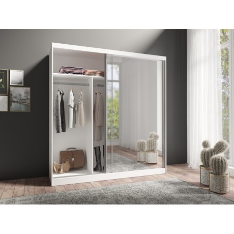 Szafa przesuwna LONDON LUX GB 203 cm - biały/lustro -MEBLE HELVETIA